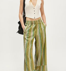 Striped Wide-Leg Casual Pants