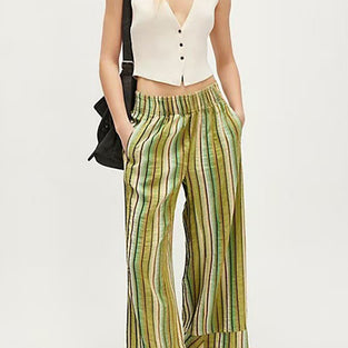Striped Wide-Leg Casual Pants