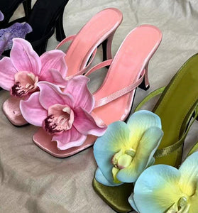 Floral Orchid Embellished Sandals