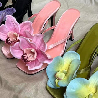 Floral Orchid Embellished Sandals
