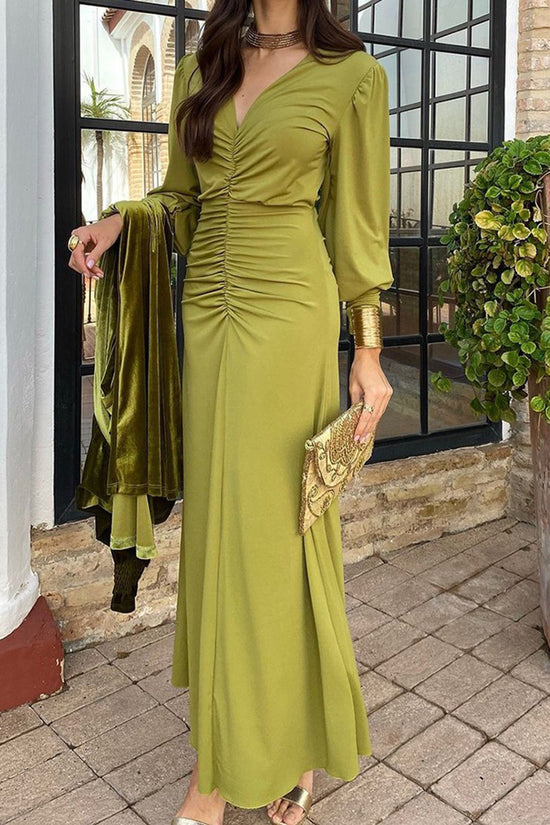 Ruched Long Sleeve Bodycon Dress