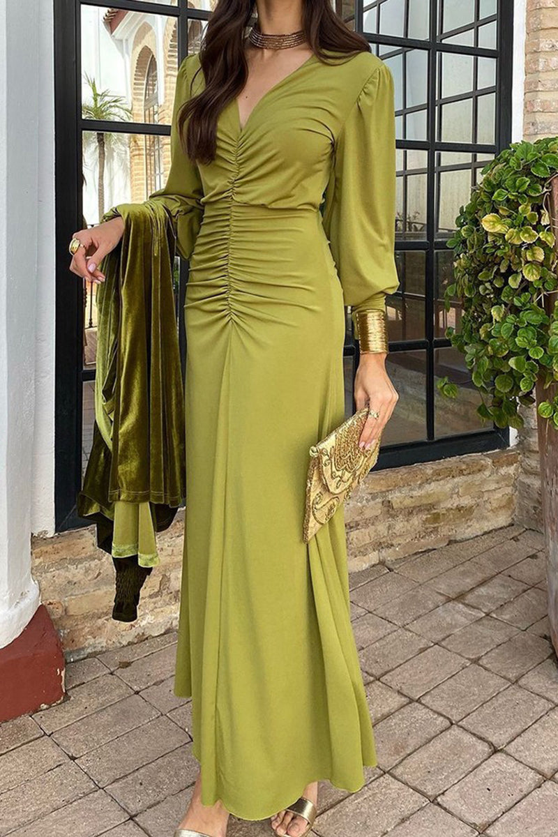 Ruched Long Sleeve Bodycon Dress