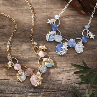 Ocean-Inspired Shell Statement Necklace