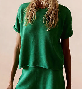 Casual Knit Shorts Set