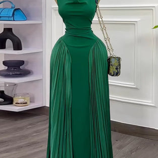 Draped Pleated Sleeveless Dress