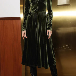 Elegant Long Sleeve Midi Dress