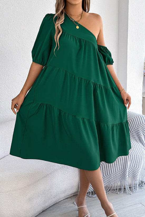One-Shoulder Casual Midi Dress
