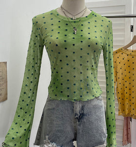 Polka Dot Long Sleeve Casual Top