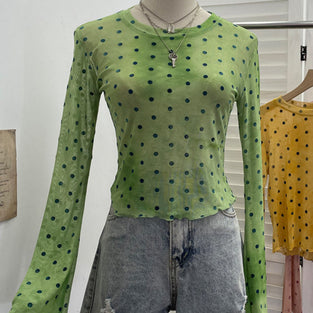 Polka Dot Long Sleeve Casual Top