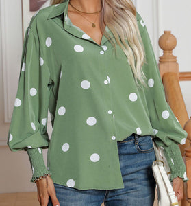 Polka Dot Long Sleeve Blouse