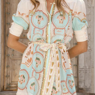 Boho Belted Short Sleeve Dress