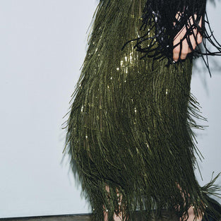 Fringe Detail Midi Skirt