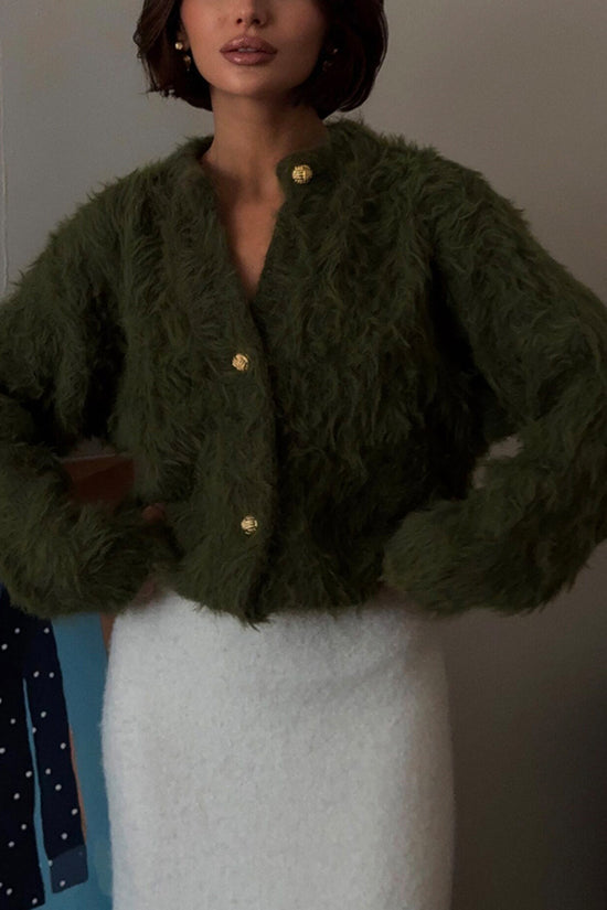 Fluffy Button-Up Cardigan