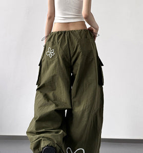 Floral Wide-Leg Cargo Pants