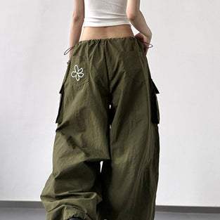 Floral Wide-Leg Cargo Pants