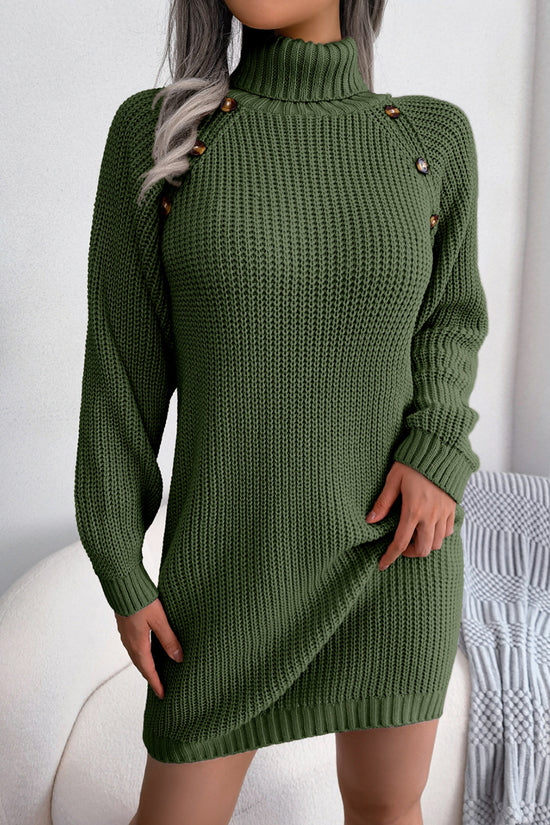 High Neck Knit Casual Dress