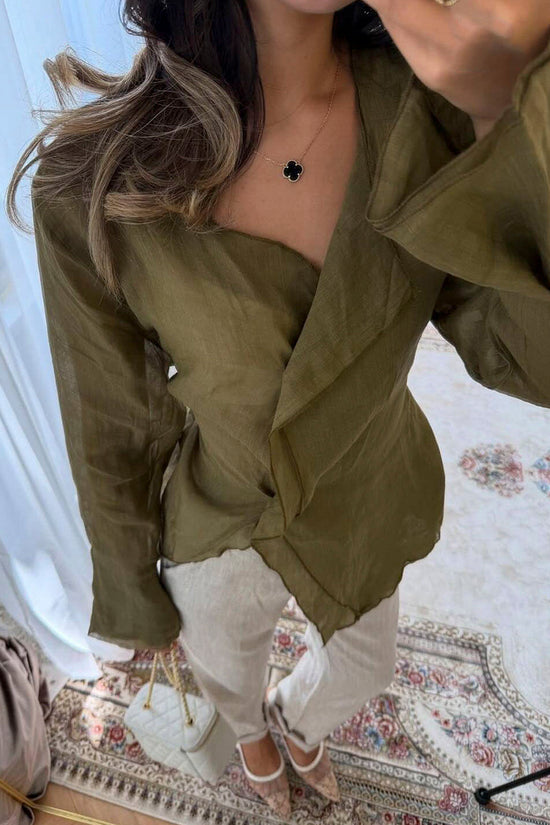 Ruffle Hem Asymmetric Blouse