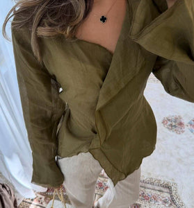 Ruffle Hem Asymmetric Blouse
