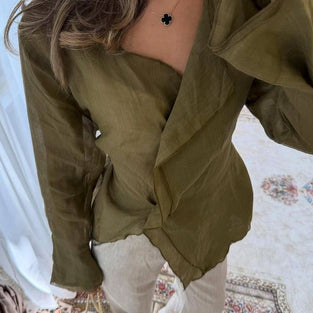 Ruffle Hem Asymmetric Blouse