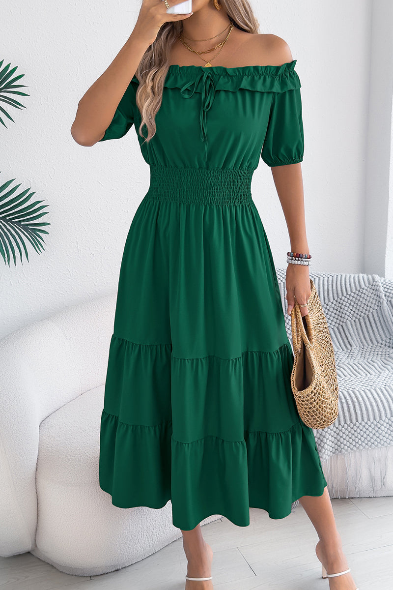 Off-Shoulder Ruffle Midi Dress