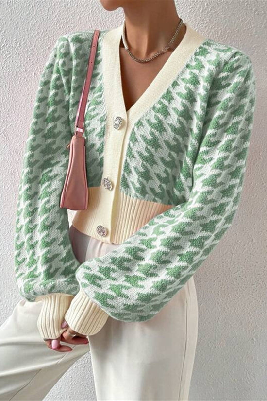 Patterned Button-Up Cardigan