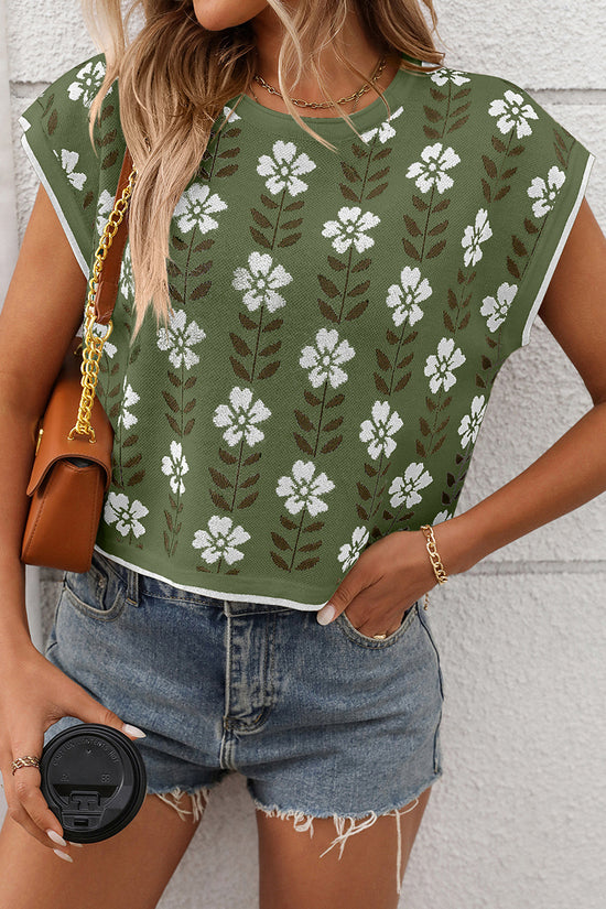 Floral Pattern Sweater Vest