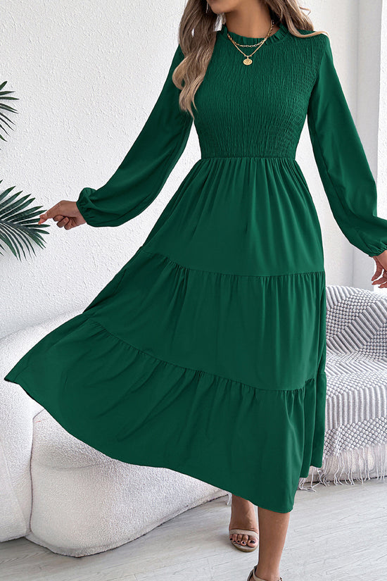 Long Sleeve Layered Casual Midi Dress
