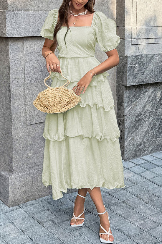 Tiered Ruffle Casual Midi Dress