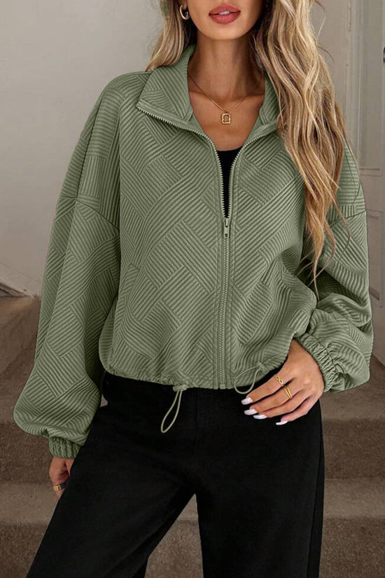 Textured Zip-Up Casual Jacket