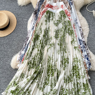 Elegant Floral Pleated Midi Skirt