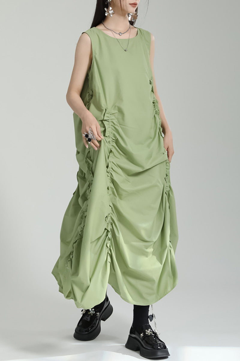 Sleeveless Draped Casual Maxi Dress