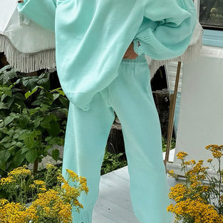Elegant Pants Set with Knit Details