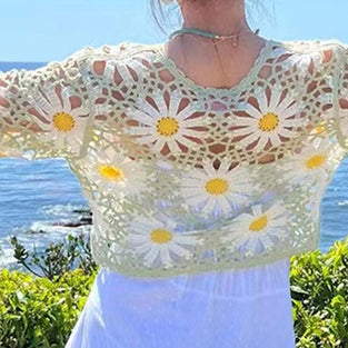Crochet Tie Front Crop Top