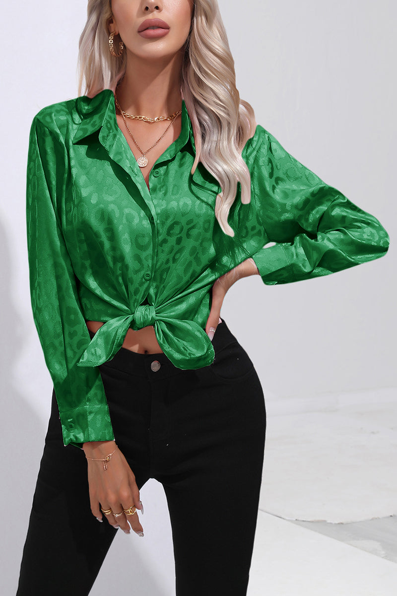 Chic Leopard Print Button-Down Blouse