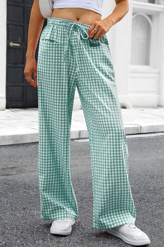 Checkered Wide-Leg Casual Pants