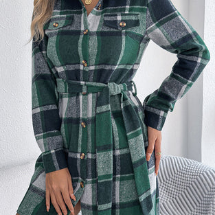 Plaid Belted Shirt Dress