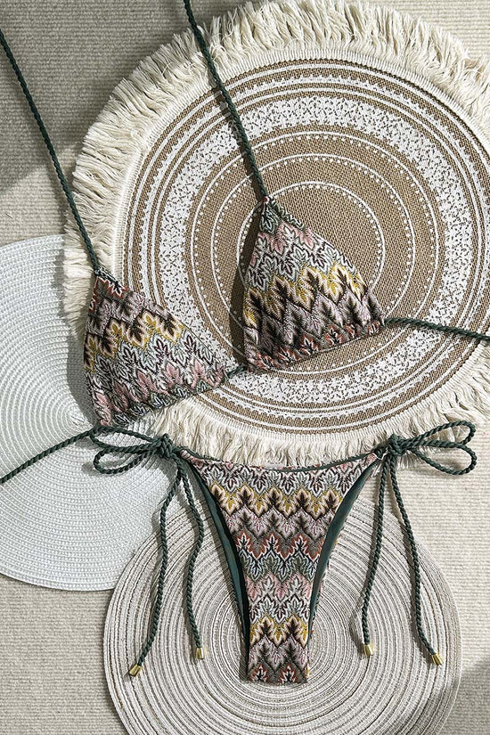 Patterned Triangle Tie Bikini Set