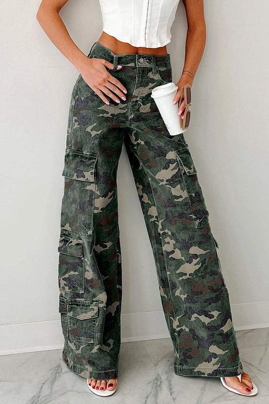 Camo Denim Cargo Pants