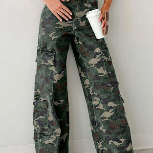 Camo Denim Cargo Pants