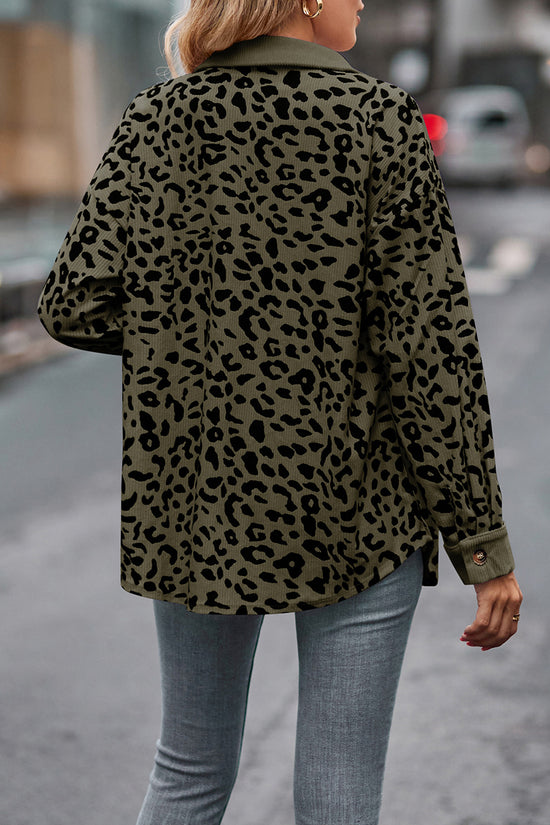 Leopard Print Button-Up Blouse