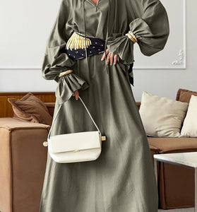 Elegant Long Sleeve Midi Dress