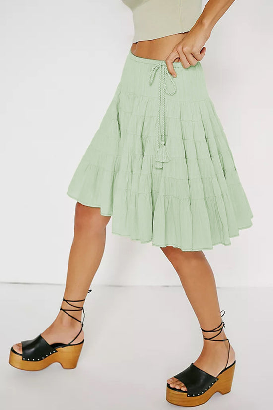 Ruffled Layered Midi Skirt