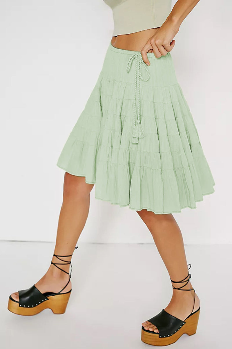 Ruffled Layered Midi Skirt