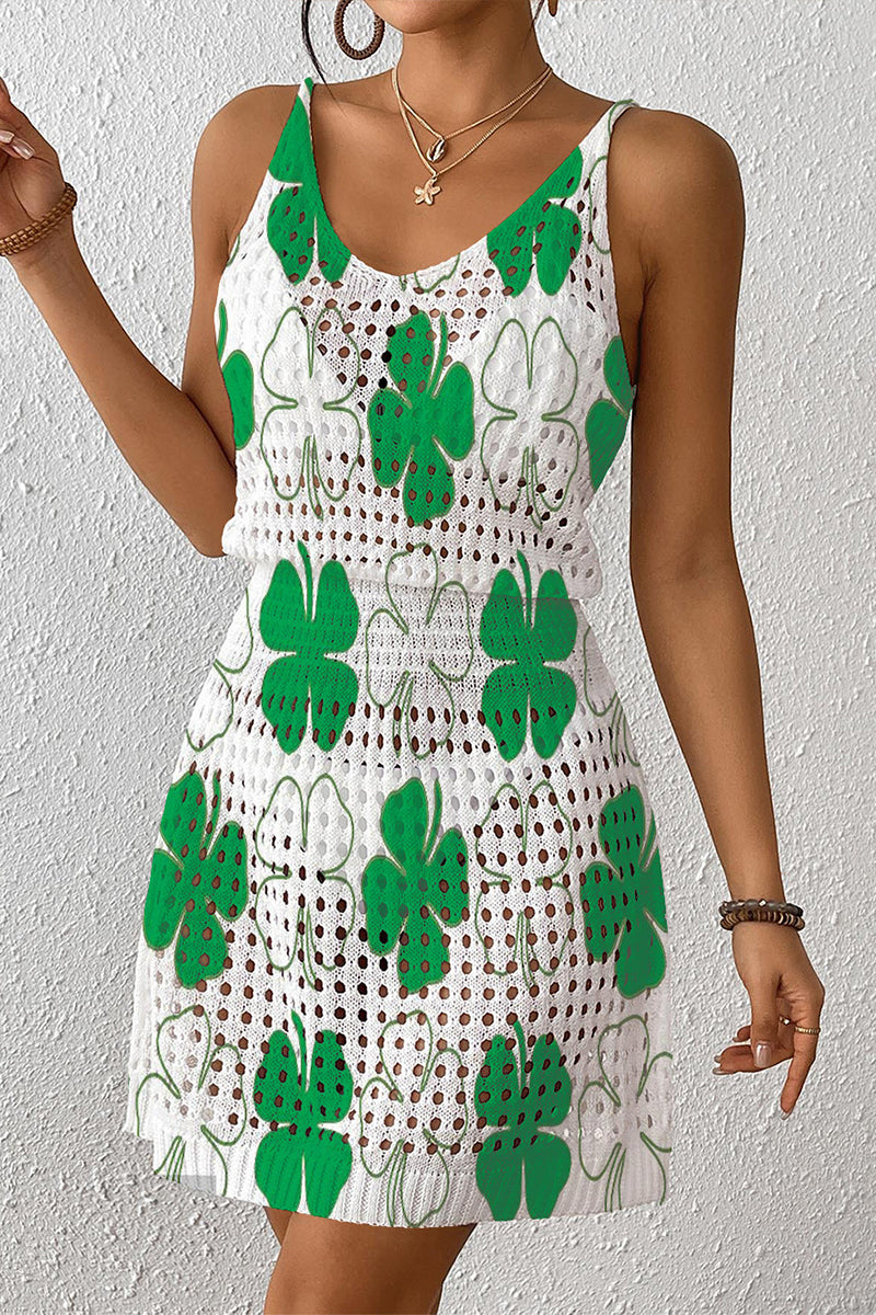 Clover Pattern Sleeveless Cover-Up Dress