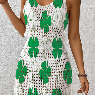 Clover Pattern Sleeveless Cover-Up Dress