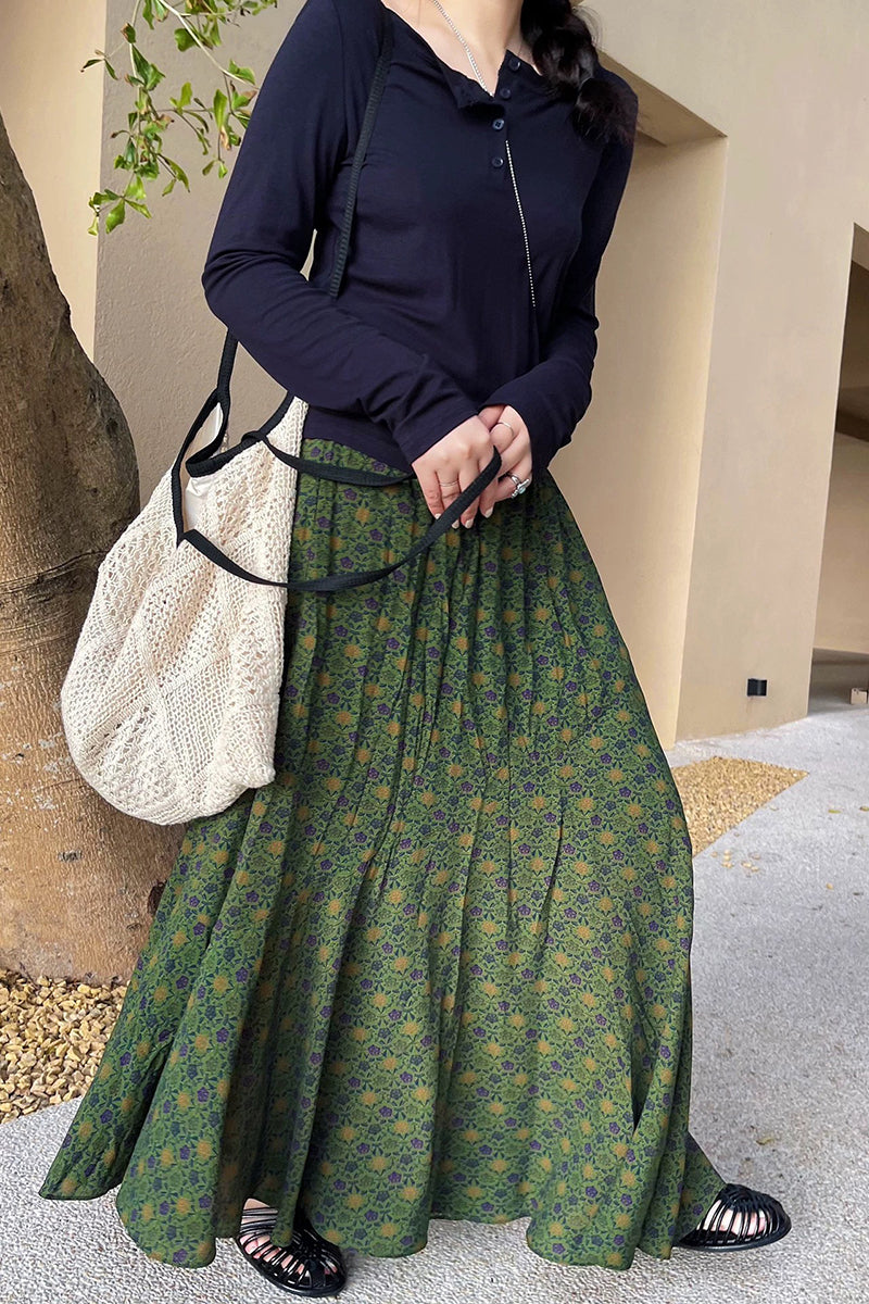 Elegant Patterned Midi Skirt