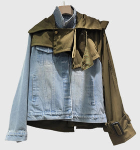 Stylish Denim Jacket with Scarf Detail