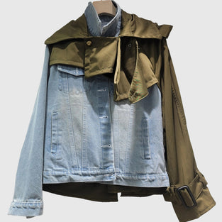 Stylish Denim Jacket with Scarf Detail