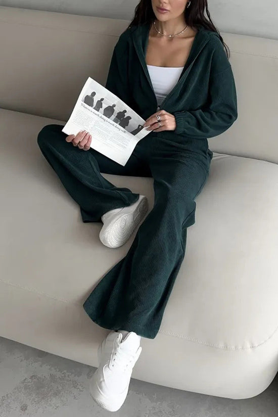 Cozy Zip-Up Hoodie and Wide-Leg Pant Set