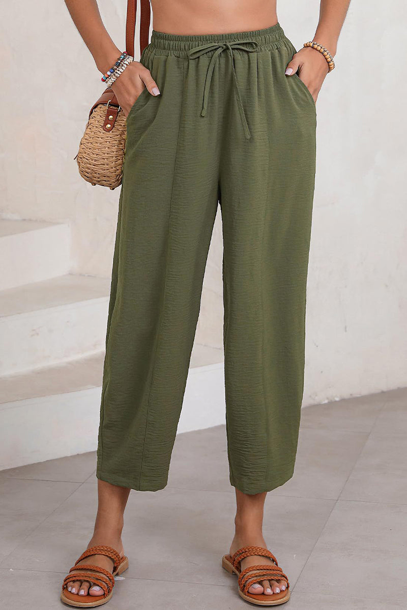 Relaxed Fit Drawstring Casual Pants
